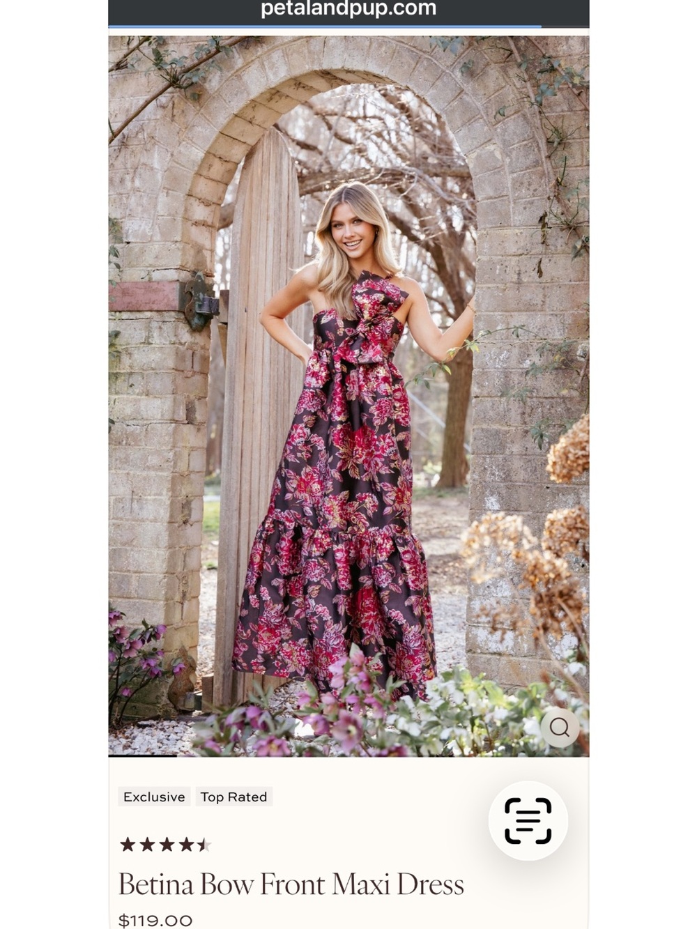 Petal & Pup Betina Bow Maxi Dress - Chocolate brown, red, pink, gold floral